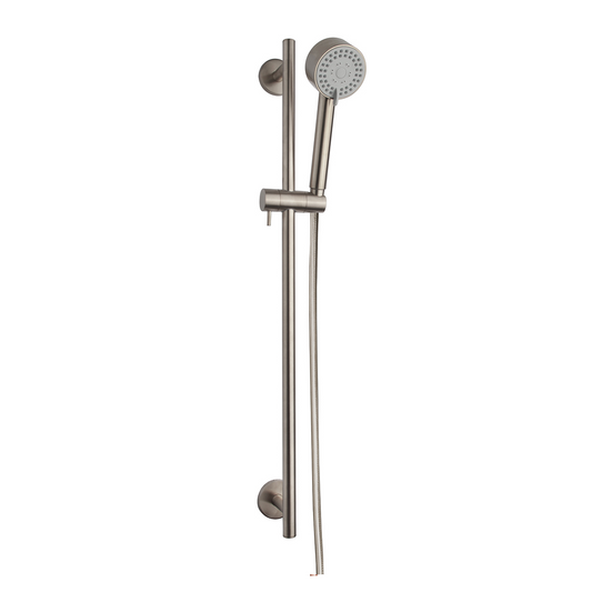 Wiesbaden Unimatch Cadans glijstangset compleet met handdouche 3 standen diameter 8 cm geborsteld staal PVD