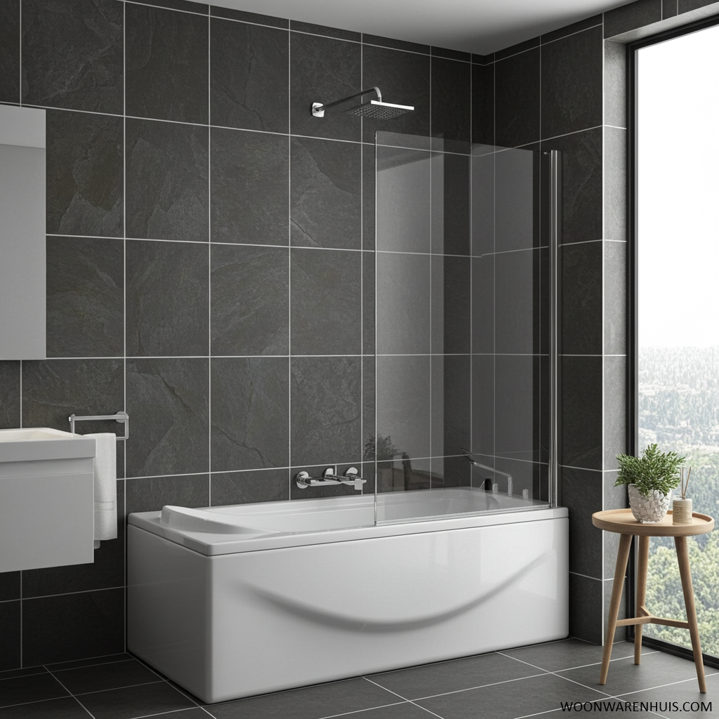 Badwand Wiesbaden Palmo 80x150 cm draaibaar met chrome profiel en 6mm helder glas