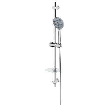 Complete glijstangset Riko chroom met 5 standen handdouche