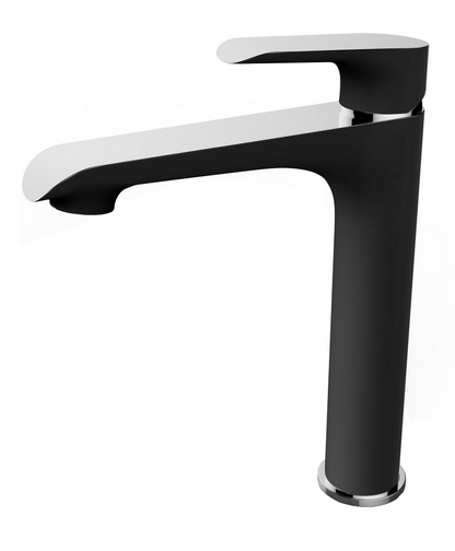 Wastafelmengkraan Xellanz Tarma hoog in mat zwart en chroom