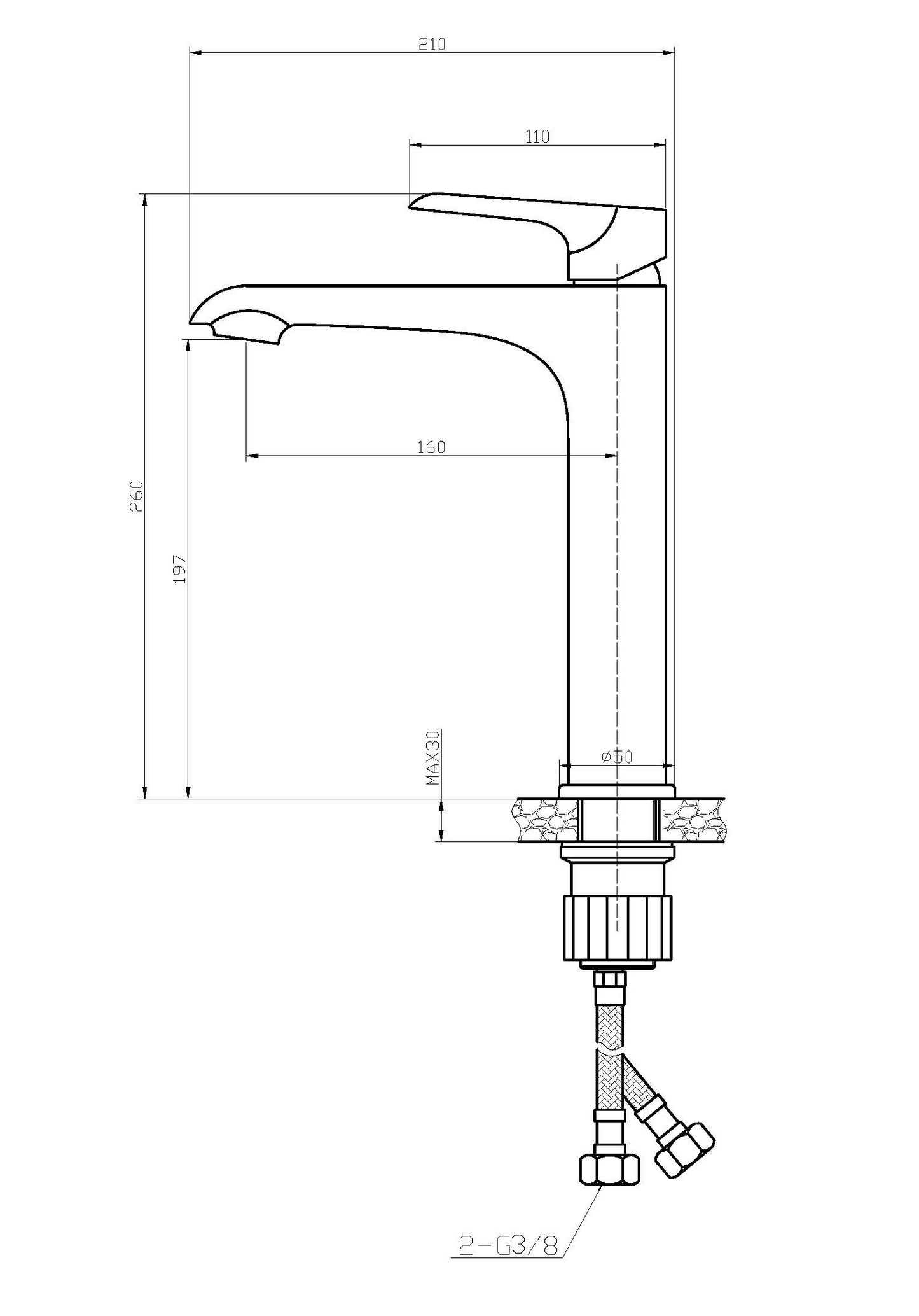 Wastafelmengkraan Xellanz Tarma hoog in mat zwart en chroom