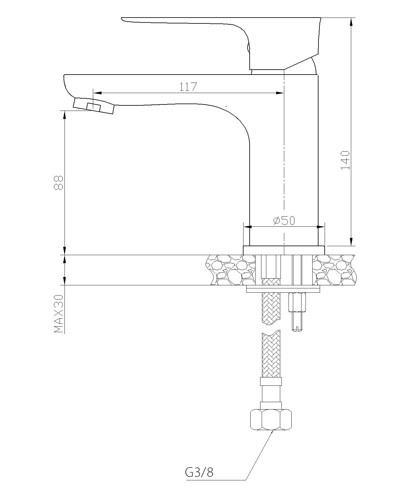 Wastafelmengkraan Xellanz Casma laag in mat wit en chroom