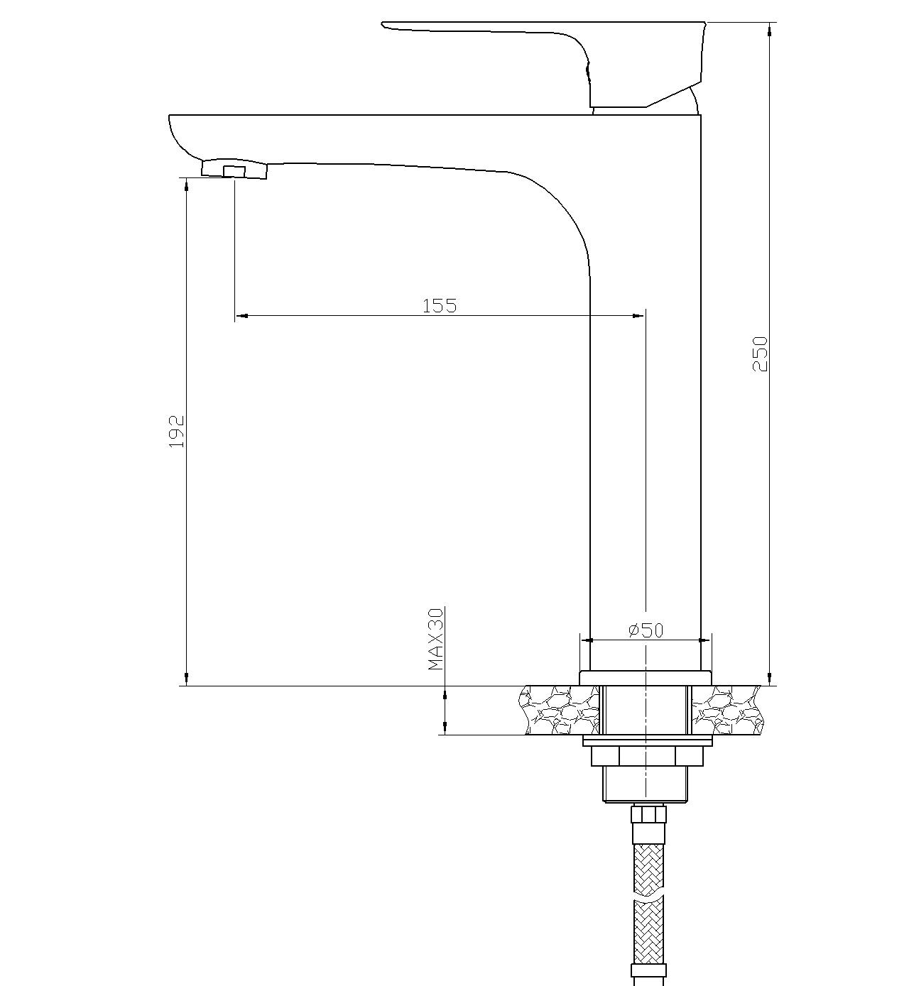 Wastafelmengkraan Xellanz Casma hoog in mat zwart en chroom
