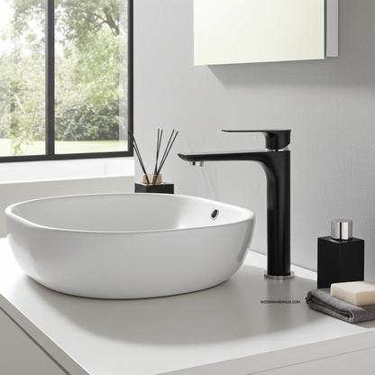 Wastafelmengkraan Xellanz Casma hoog in mat zwart en chroom