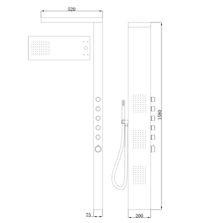 Thermostatische douchekolom Wiesbaden Ohio RVS