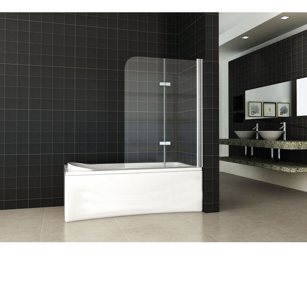 Badwand Wiesbaden Cinco 80x150 cm draaibaar en inklapbaar met chrome scharnieren, profiel en 6mm helder glas