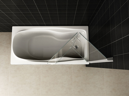 Badwand Wiesbaden Cinco 80x150 cm draaibaar en inklapbaar met chrome scharnieren, profiel en 6mm helder glas