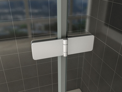 Badwand Wiesbaden Cinco 80x150 cm draaibaar en inklapbaar met chrome scharnieren, profiel en 6mm helder glas