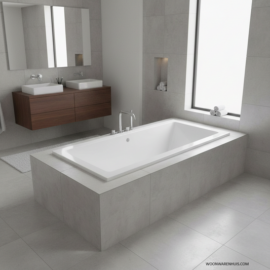 Inbouw ligbad Wiesbaden Santino SQ 180x80 cm acryl glanzend wit