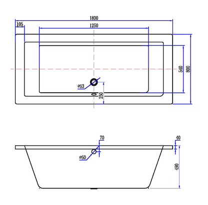 Inbouw ligbad Wiesbaden Santino SQ 180x80 cm acryl mat wit