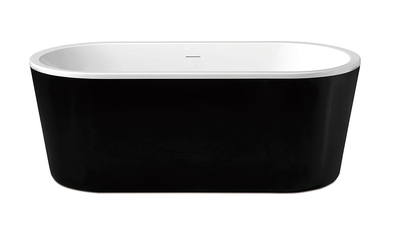 Vrijstaand ligbad Wiesbaden Nero 178x80 cm mat zwart en glans wit