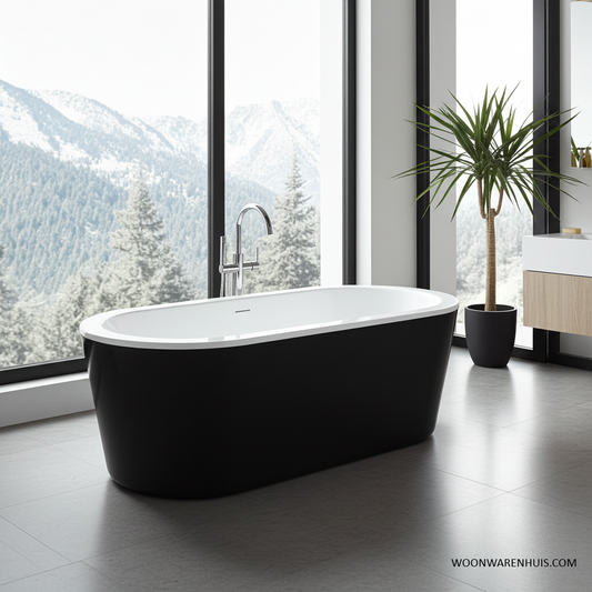 Vrijstaand ligbad Wiesbaden Nero 178x80 cm mat zwart en glans wit