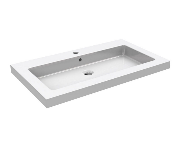 Opbouw wastafel Wiesbaden Kera 60cm keramiek wit hoogglans