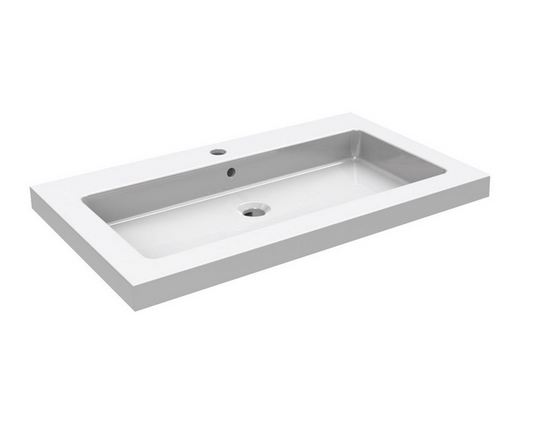 Opbouw wastafel Wiesbaden Kera 60cm keramiek wit hoogglans