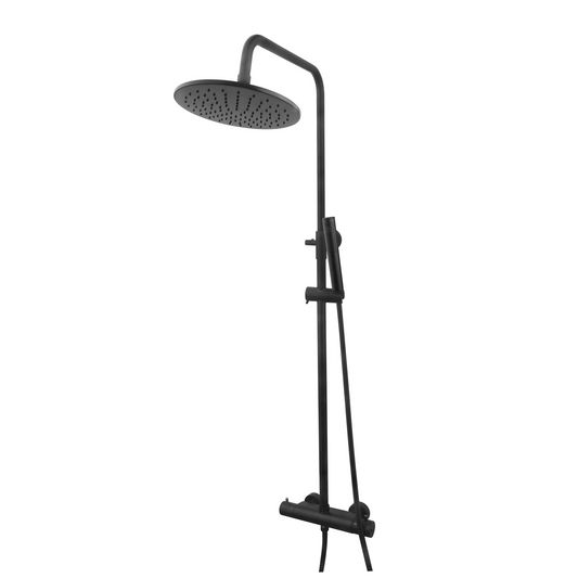 Thermostatische opbouw regendoucheset Wiesbaden Caral mat zwart