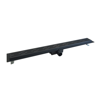 Douchegoot 60 cm met flens en designrooster mat zwart