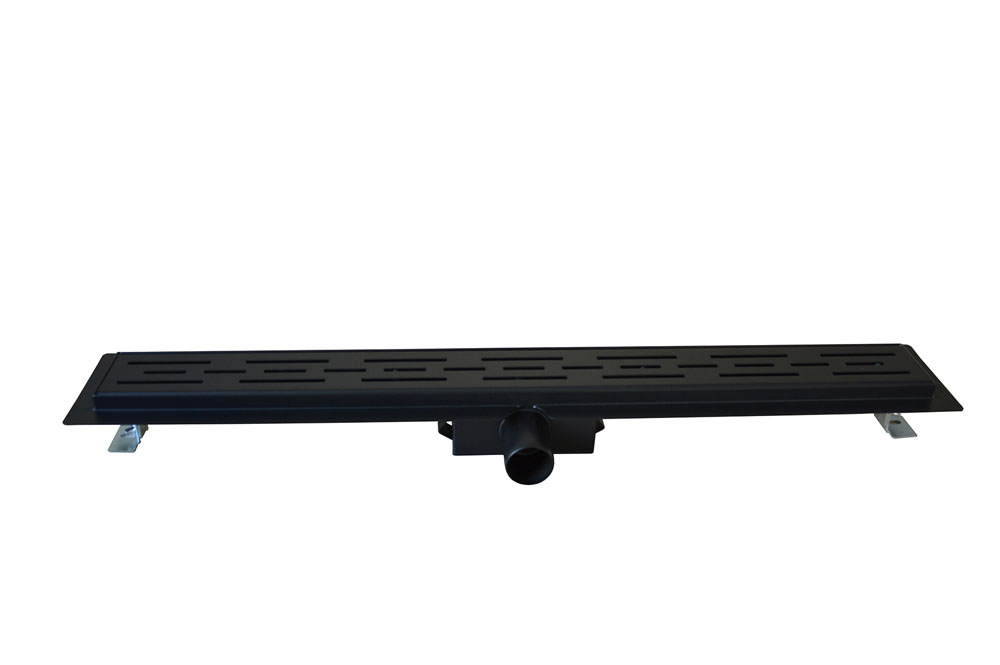 Douchegoot 60 cm met flens en designrooster mat zwart