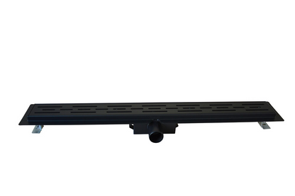 Douchegoot 60 cm met flens en designrooster mat zwart