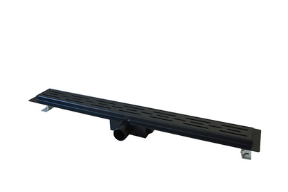 Douchegoot 60 cm met flens en designrooster mat zwart