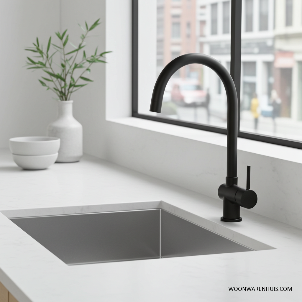 Keukenmengkraan Wiesbaden Caral met coldstart in mat zwart
