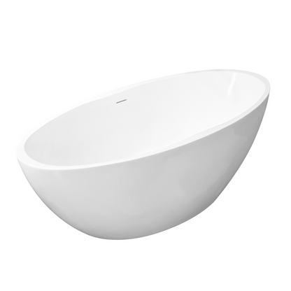 Vrijstaand acryl ligbad Wiesbaden Oval 170x78 cm inclusief waste wit mat
