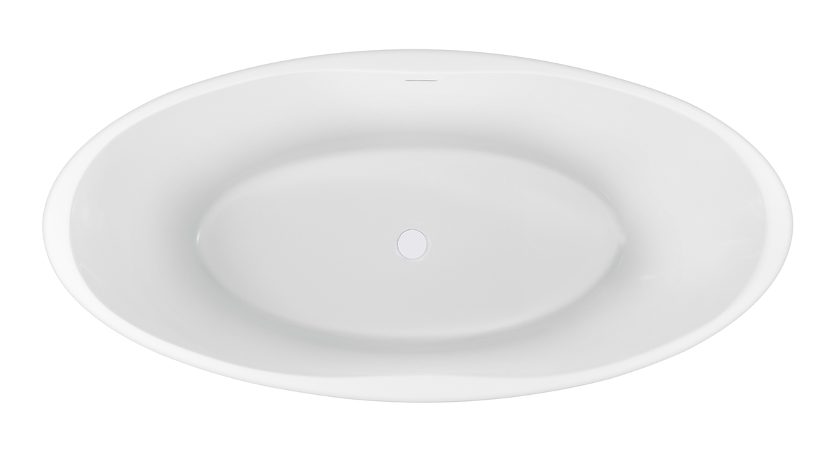 Vrijstaand acryl ligbad Wiesbaden Oval 170x78 cm inclusief waste wit mat
