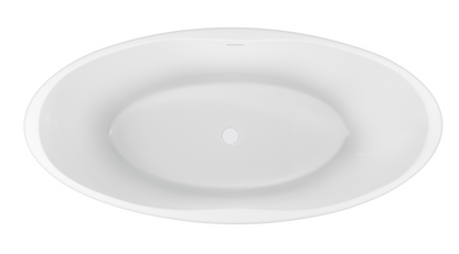 Vrijstaand acryl ligbad Wiesbaden Oval 170x78 cm inclusief waste wit mat