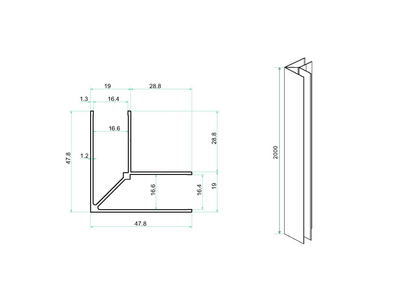 Vierkante douchecabine Wiesbaden Horizon 120x120x200 cm mat zwart