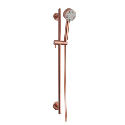 Wiesbaden Unimatch Cadans glijstangset compleet met handdouche 3 standen diameter 8 cm geborsteld koper