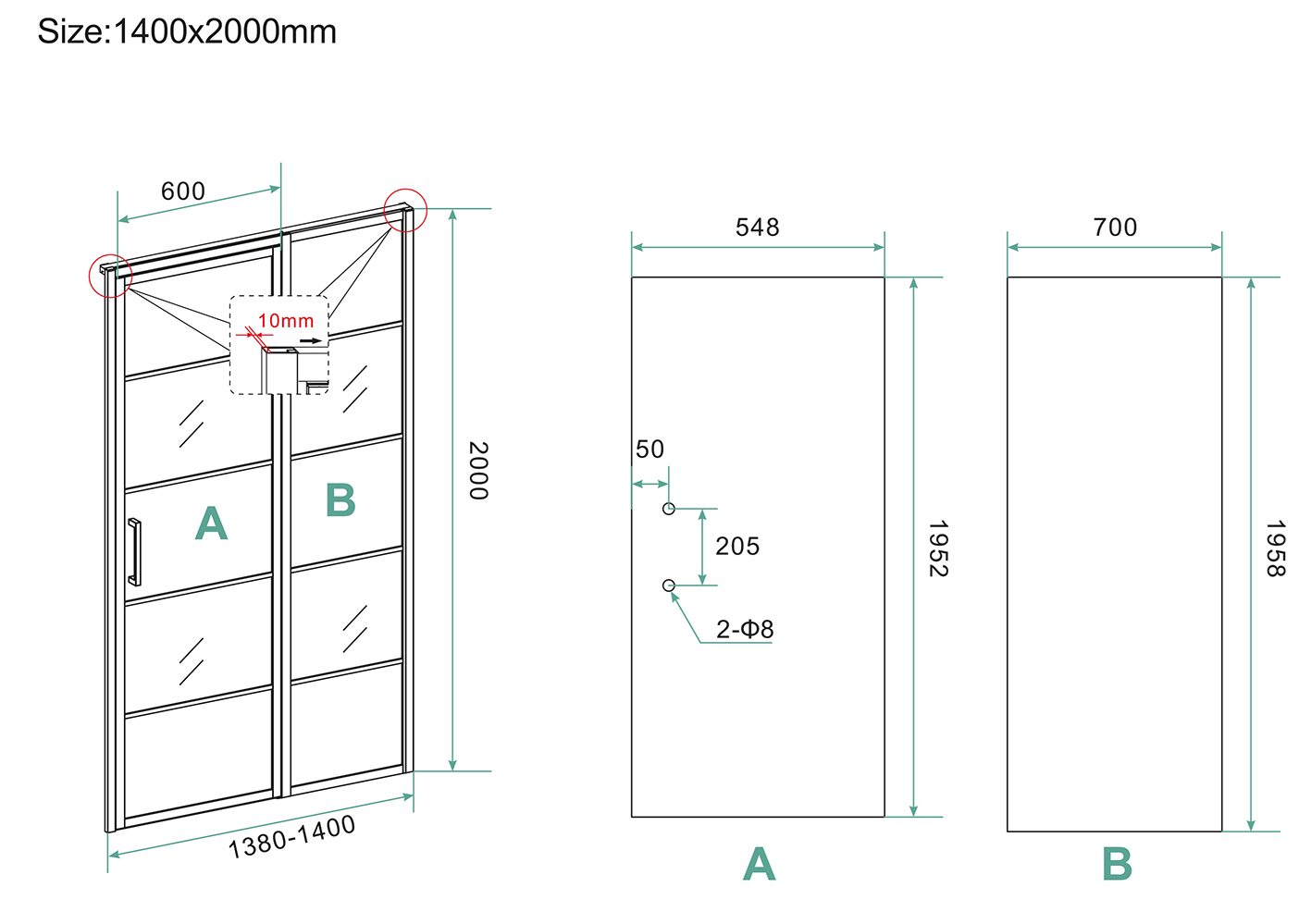 Nisdeur Wiesbaden Horizon 140x200 cm mat zwart