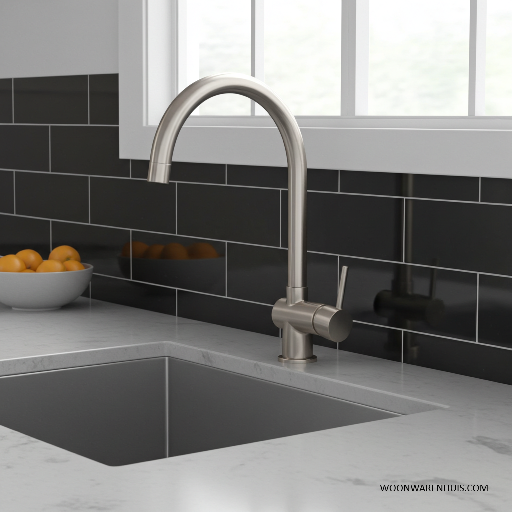 Keukenmengkraan Wiesbaden Caral met coldstart in PVD geborsteld staal