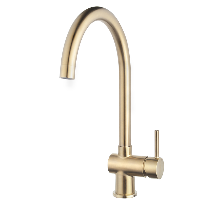 Keukenmengkraan Wiesbaden Caral met coldstart in PVD geborsteld messing