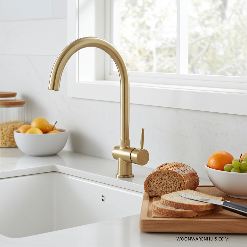 Keukenmengkraan Wiesbaden Caral met coldstart in PVD geborsteld messing