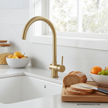 Keukenmengkraan Wiesbaden Caral met coldstart in PVD geborsteld messing