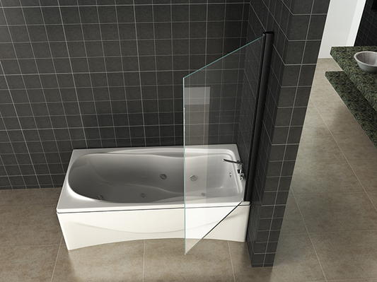 Badwand Wiesbaden Orbit 80x150 cm draaibaar met mat zwarte scharnieren en 6mm helder glas