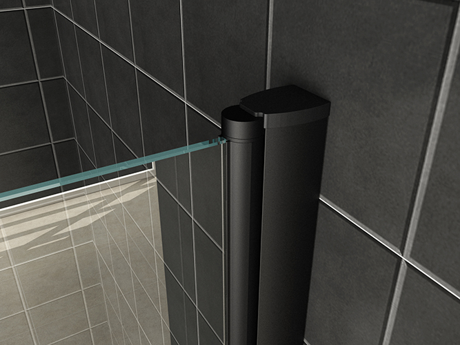 Badwand Wiesbaden Orbit 80x150 cm draaibaar met mat zwarte scharnieren en 6mm helder glas