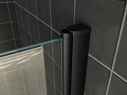 Badwand Wiesbaden Orbit 80x150 cm draaibaar met mat zwarte scharnieren en 6mm helder glas