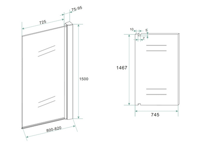Badwand Wiesbaden Orbit 80x150 cm draaibaar met mat zwarte scharnieren en 6mm helder glas
