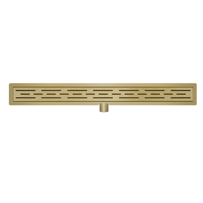 Douchegoot 100 cm met flens en designrooster geborsteld messing