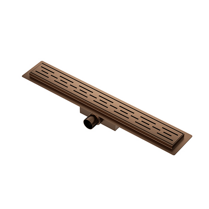 Douchegoot 100 cm met flens en designrooster geborsteld brons
