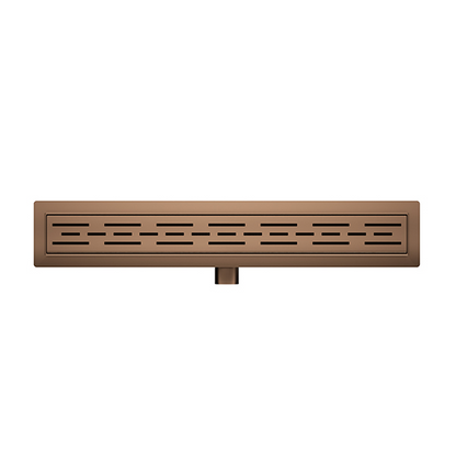 Douchegoot 100 cm met flens en designrooster geborsteld brons