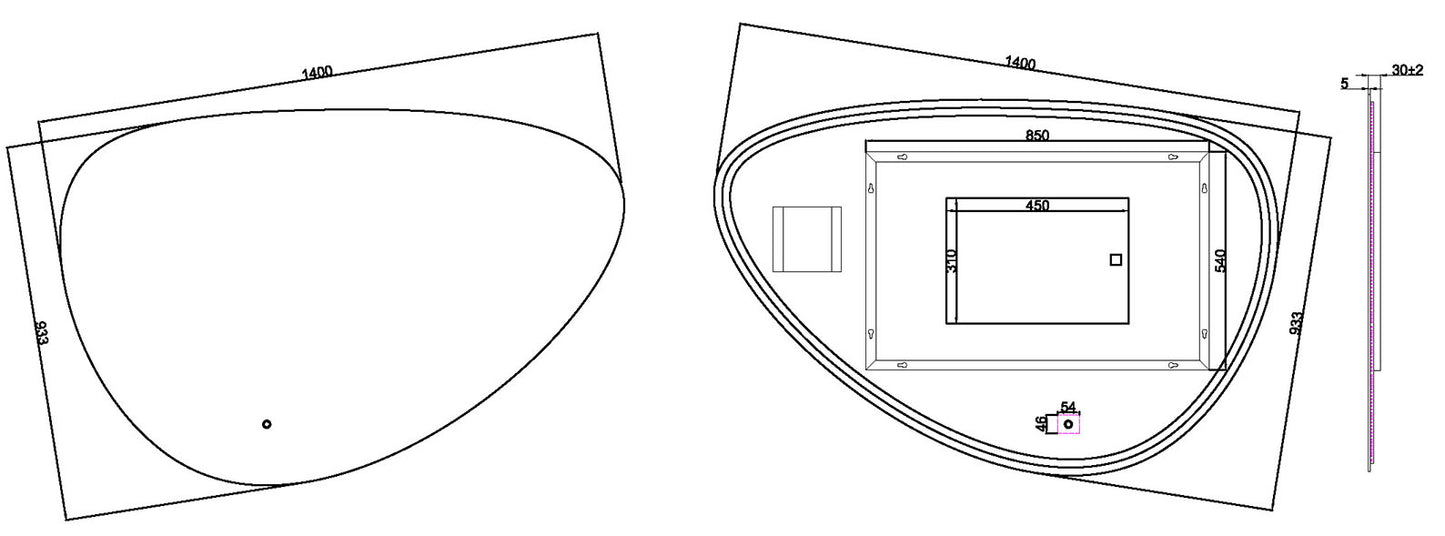 Badkamerspiegel Wiesbaden Uovo 140x93cm met anti-condens functie en indirecte/dimbare LED verlichting