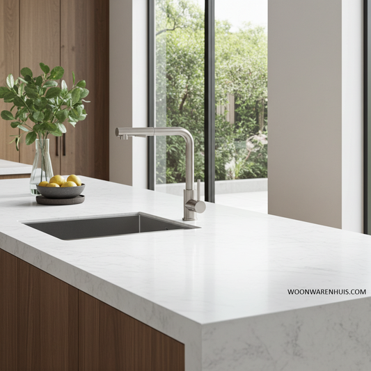 Keukenmengkraan Wiesbaden Reno Twenty met coldstart en uittrekbare handdouche in geborsteld RVS