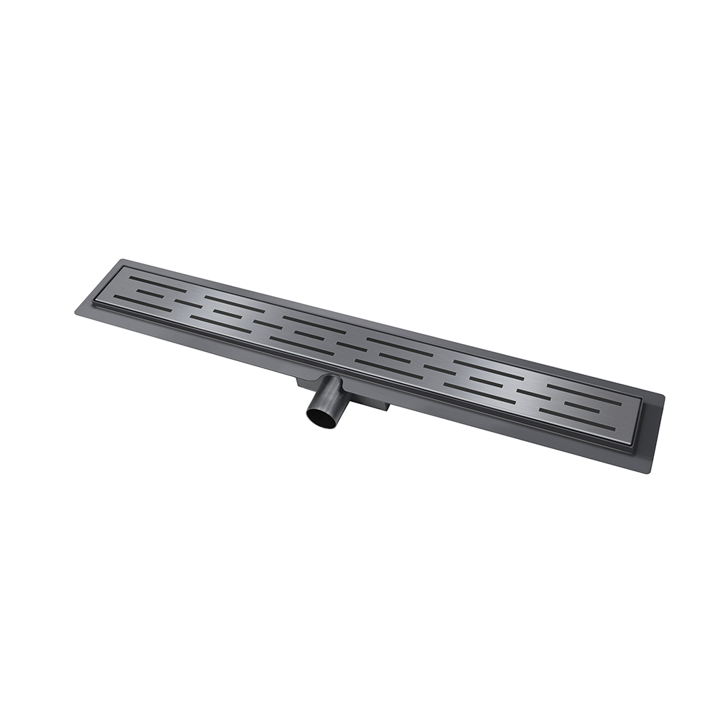 Douchegoot 100 cm met flens en designrooster gummetal