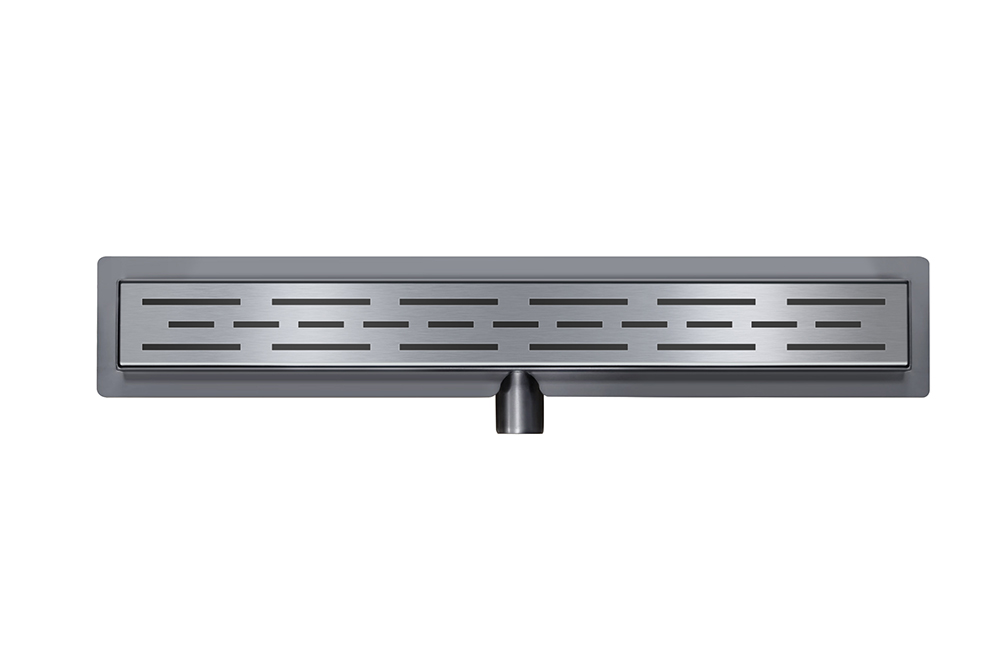 Douchegoot 100 cm met flens en designrooster gummetal