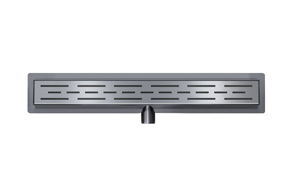 Douchegoot 100 cm met flens en designrooster gummetal