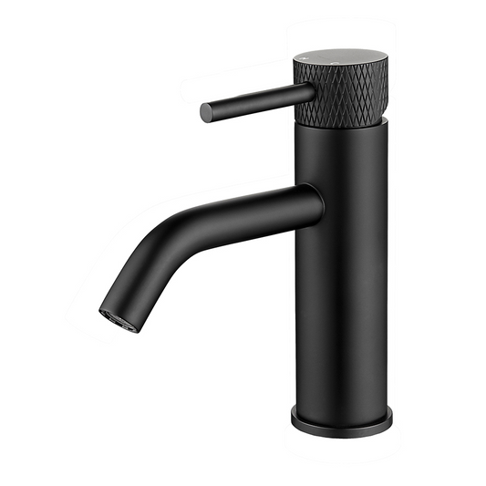 Wastafelmengkraan Wiesbaden Ribbd laag met coldstart in mat zwart