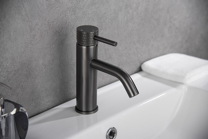 Wastafelmengkraan Wiesbaden Ribbd laag met coldstart in gunmetal