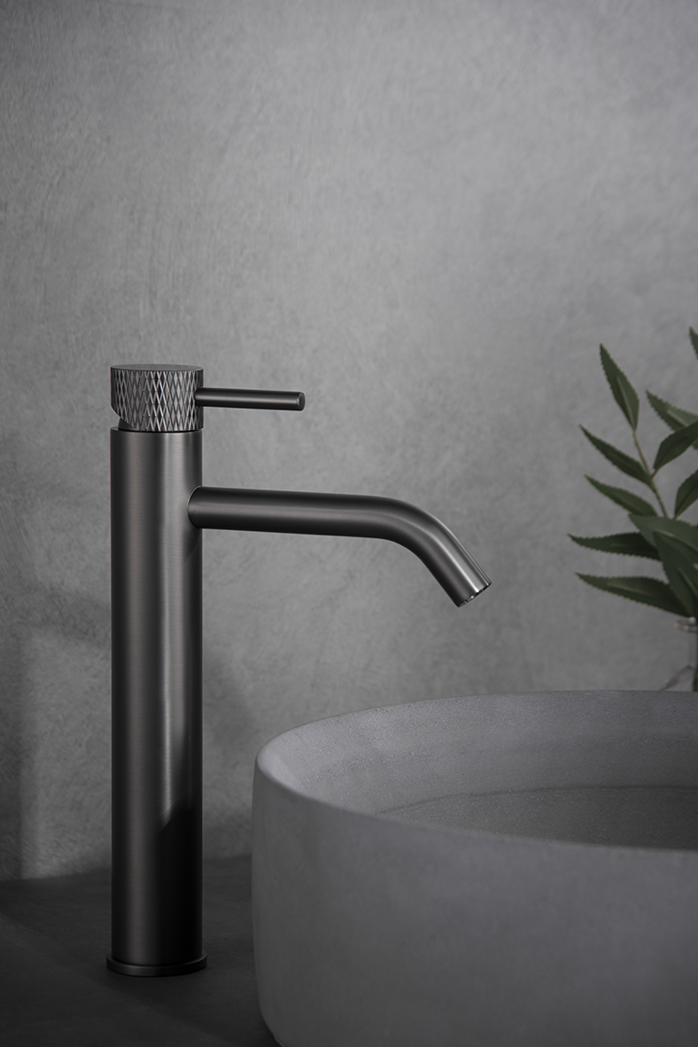 Wastafelmengkraan Wiesbaden Ribbd XL met coldstart in gunmetal