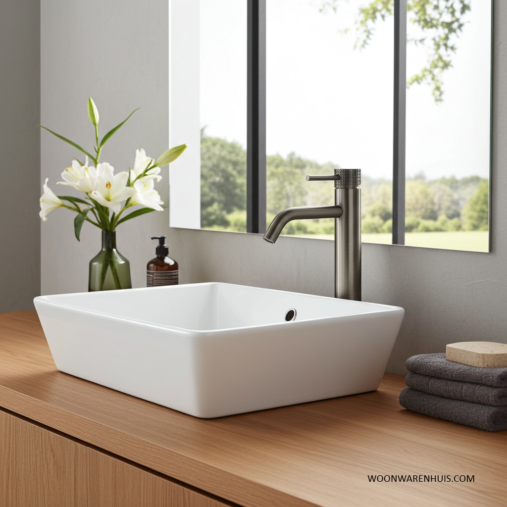 Wastafelmengkraan Wiesbaden Ribbd XL met coldstart in gunmetal